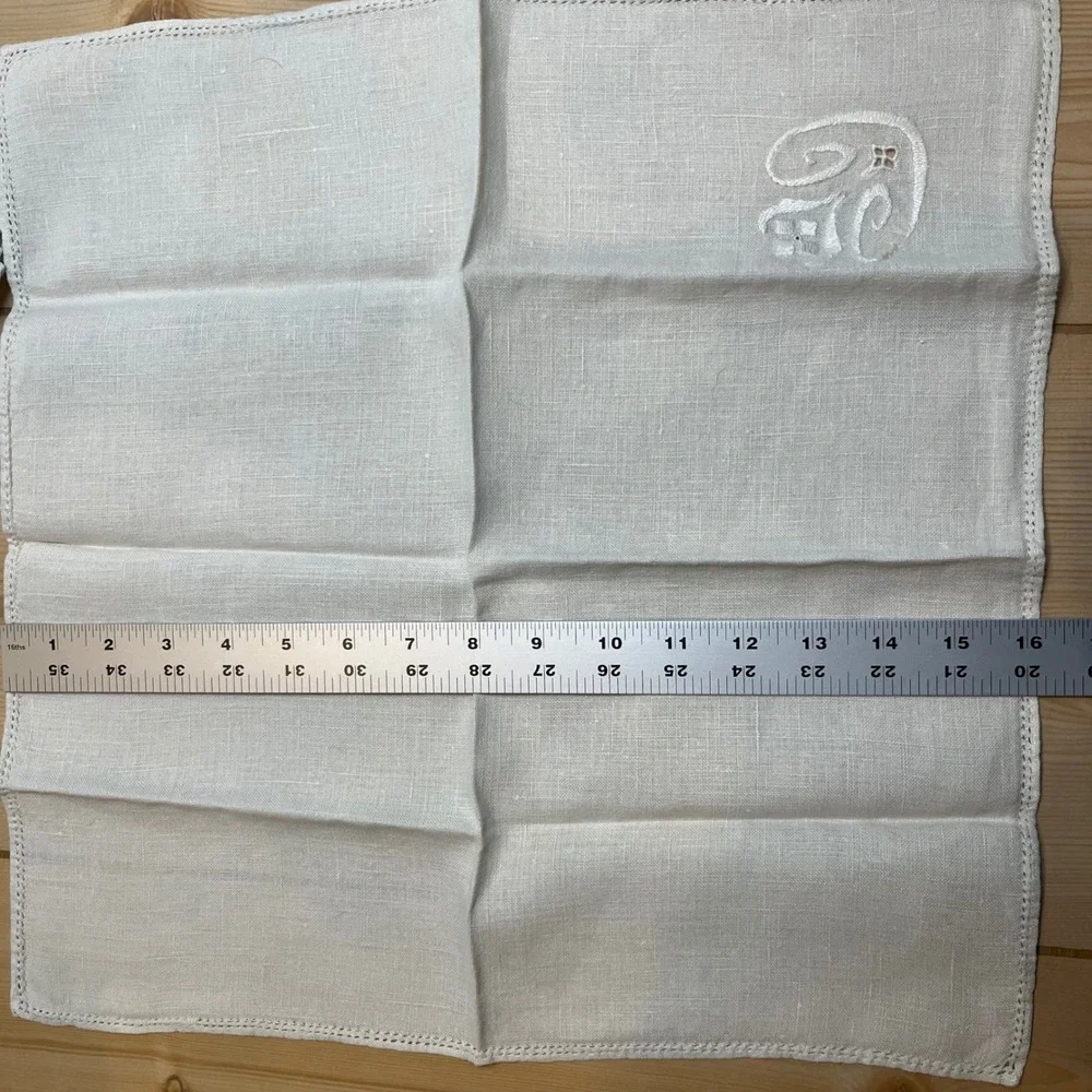 Unbranded Unisex Vintage Linen Napkins White Floral Embroidered Set of 5 16x16